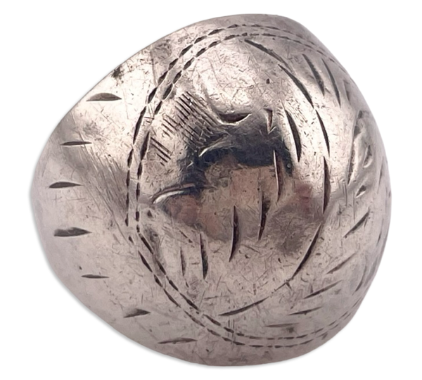 size 6.75 sterling silver hollow etched dome ring