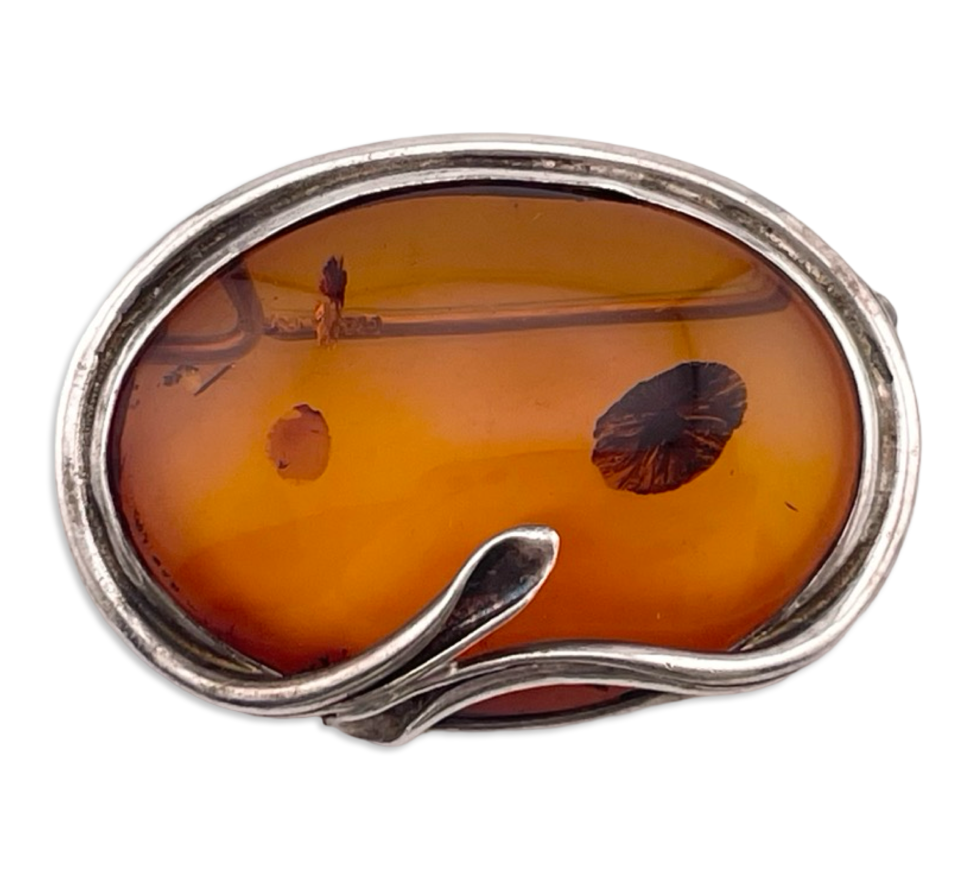 sterling silver amber brooch pin