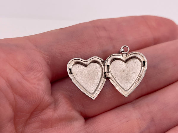 sterling silver rhodium plated heart shape locket pendant ***AS IS***
