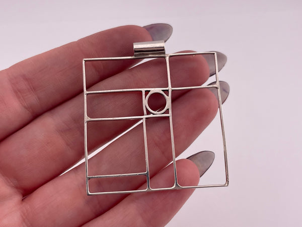 sterling silver stoneless abstract square rectangle shapes pendant