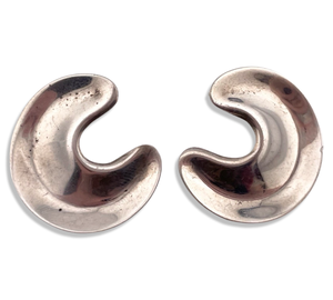 sterling silver stoneless C shaped post earrings **AS IS**