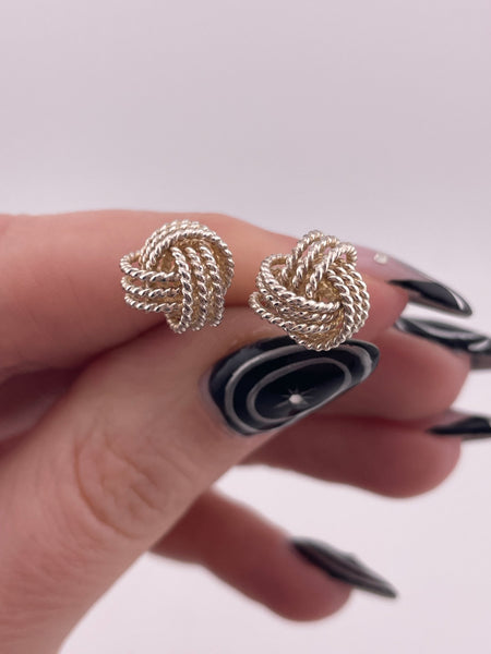 sterling silver rope ball post earrings