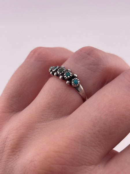 size 6.5 sterling silver turquoise snake eye row ring
