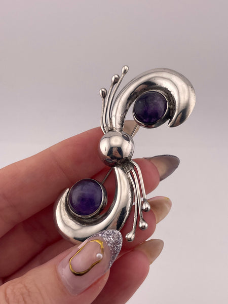 sterling silver Mexican amethyst brooch