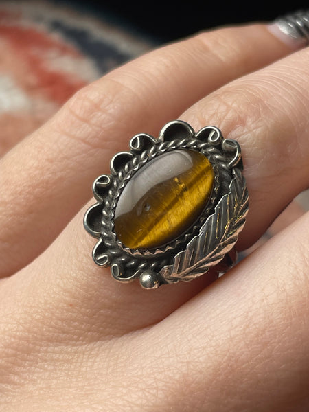 size 6.5 sterling silver tiger's eye ring