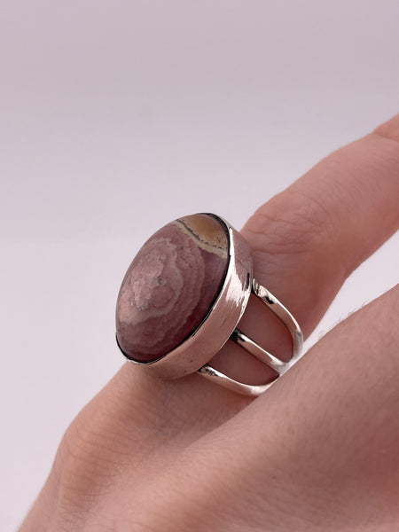 size 5.5 sterling silver rhodocrosite ring