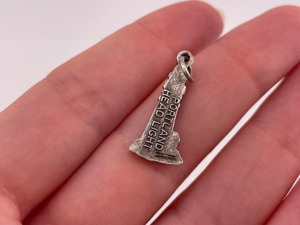 sterling silver Portland Head Light lighthouse pendant