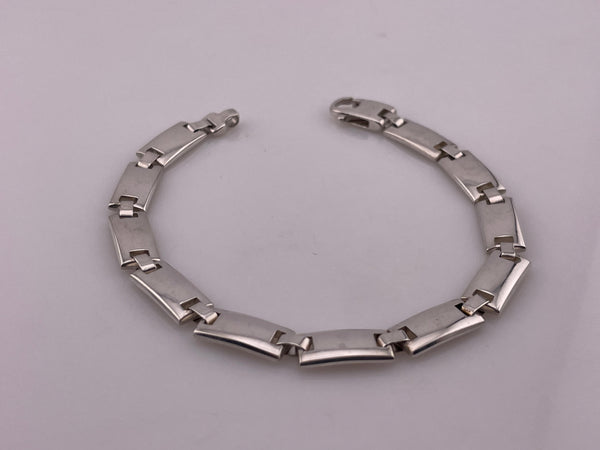 sterling silver 8 1/4" stoneless rectangle link bracelet