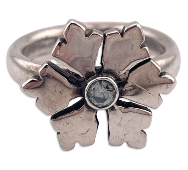 size 7 sterling silver Pandora Ale rhinestone snowflake ring