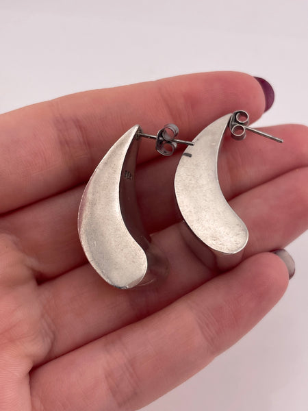 sterling silver stoneless chunky curved post earrings *non-sterling posts*