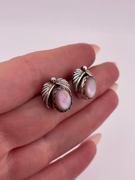 sterling silver mother of pearl post earrings