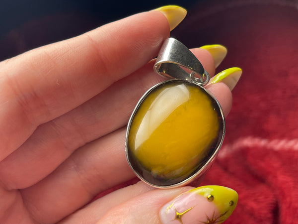 sterling silver amber pendant