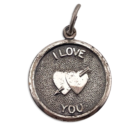 sterling silver rhodium plated 'I love you' pendant