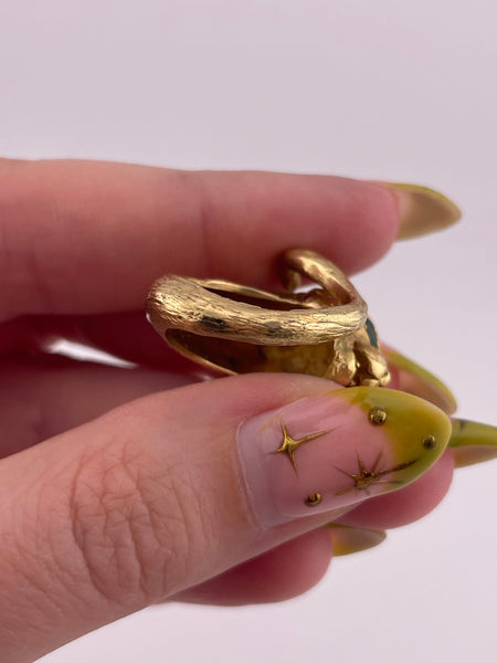 size 6.75 18k gold vintage P. Cordier emerald cat panther ring