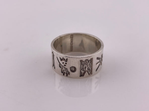size 8.75 sterling silver symbols band ring