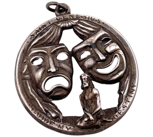 sterling silver Saint Genesius comedy drama pendant