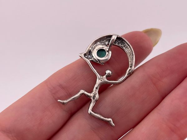 sterling silver malachite person rainbow pendant