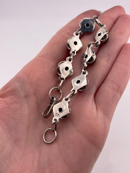 sterling silver 7 1/2" onyx link bracelet