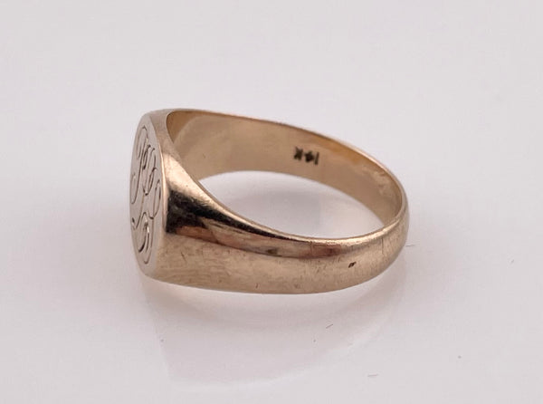 size 4.5 14k yellow gold 'PLG' engraved initials signet ring