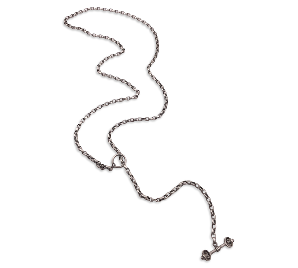 sterling silver 33" long oval chain link toggle clasp necklace
