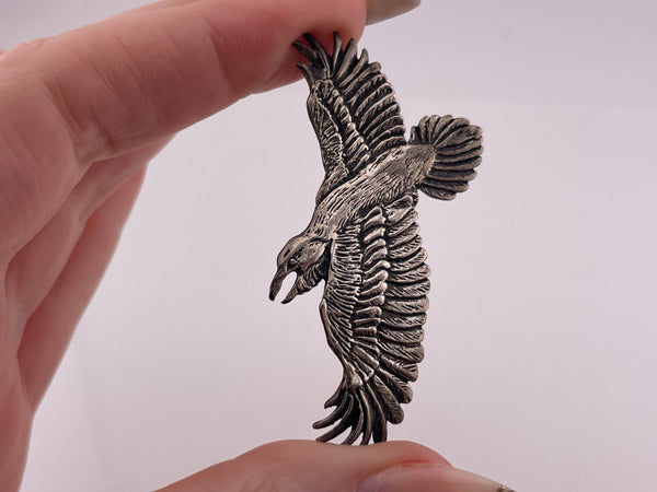 sterling silver artisan bird pendant brooch