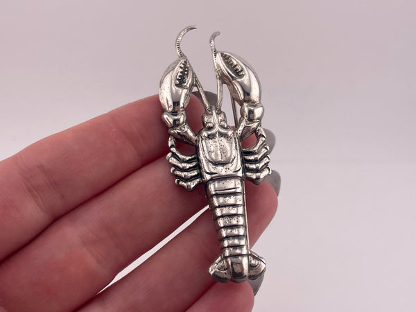 sterling silver rhodium plated pressed lobster brooch pin