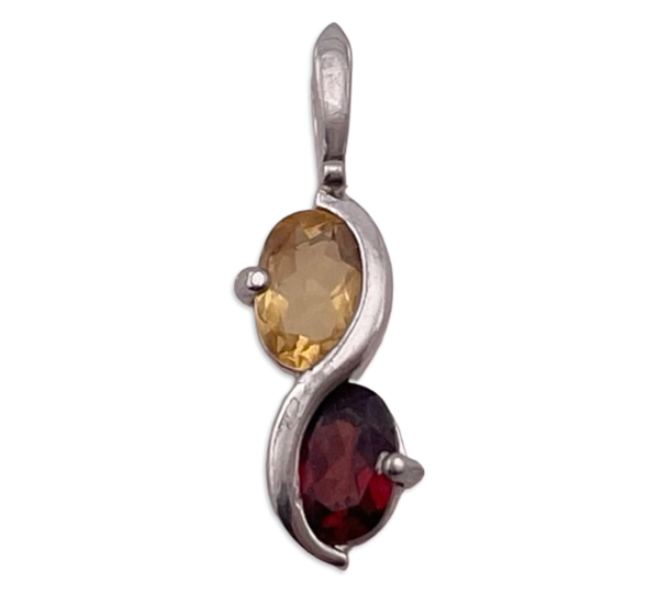 sterling silver faceted citrine garnet pendant