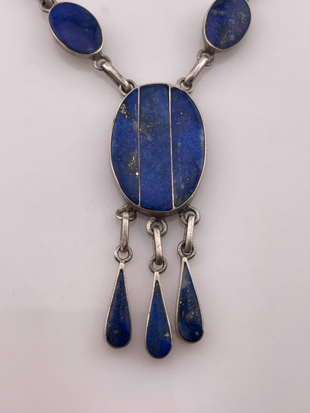 sterling silver lapis dangle necklace