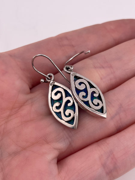sterling silver synthetic opal hook dangle earrings