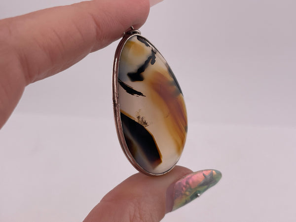 sterling silver Montana agate pendant