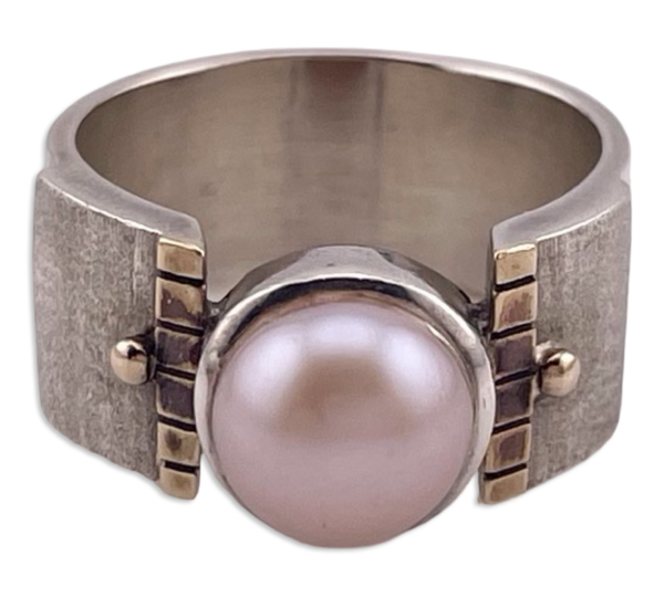 size 7.75 sterling silver gold wash Silpada pearl ring