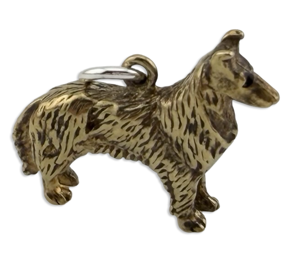 sterling silver 3D Collie dog charm pendant
