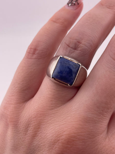 size 7 sterling silver chunky square sodalite ring