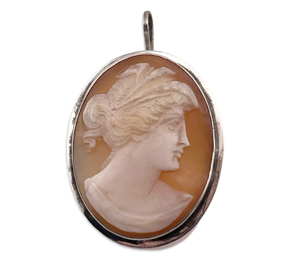 800 silver cameo shell pendant brooch