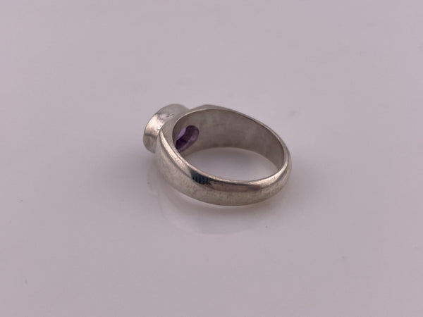 size 5.75 sterling silver faceted amethyst thick band ring