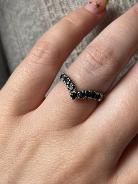 size 7 sterling silver faceted blue spinel ring