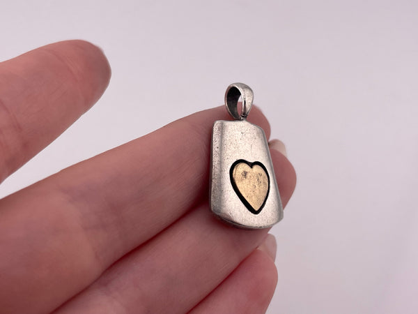 sterling silver & brass heart pendant