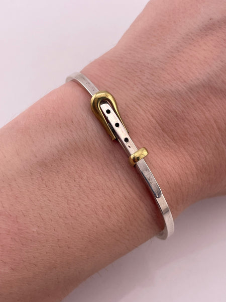 sterling silver & brass Mexican belt hinge bracelet