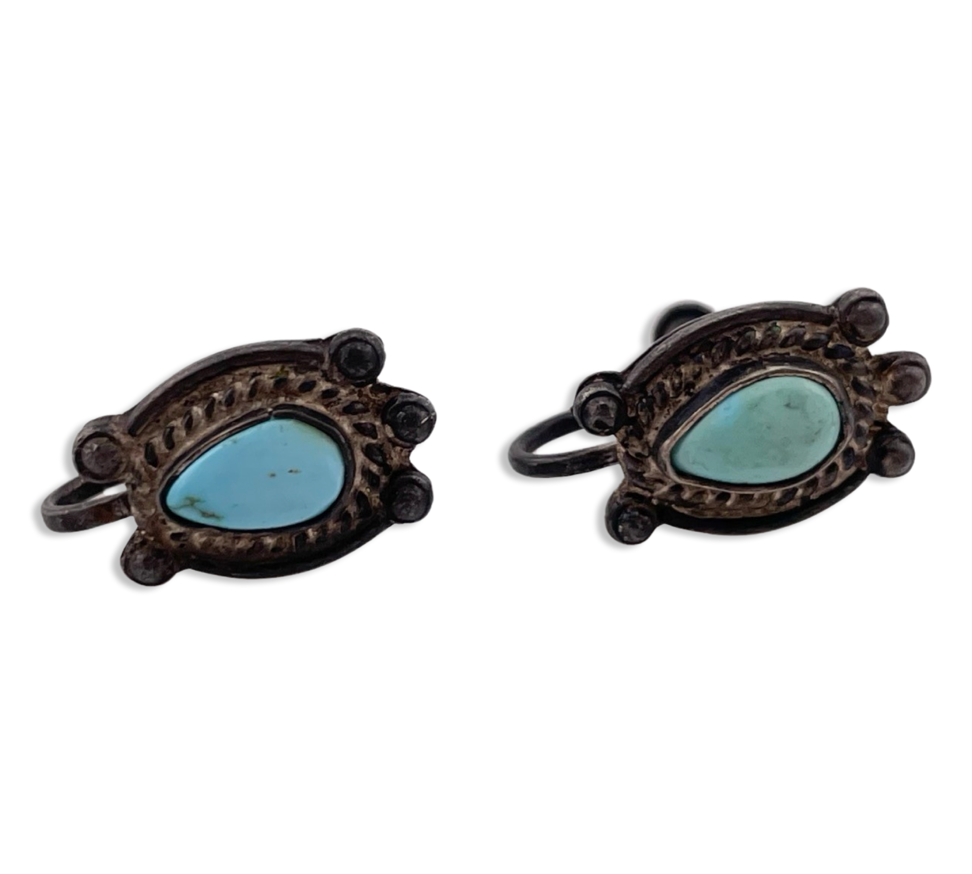 sterling silver turquoise screw-back earrings