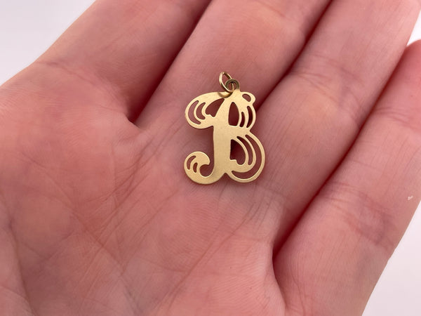 14k yellow gold 'B' letter initial pendant