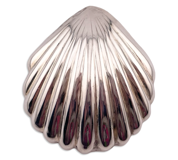 sterling silver 1-3/4" Mexican puffy scallop seashell pendant