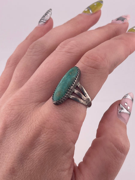 size 8 sterling silver turquoise oval ring