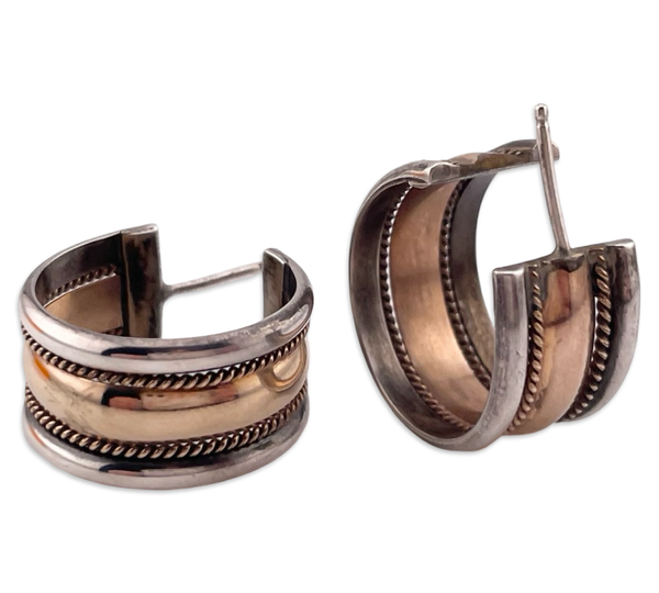 sterling silver gold wash 3/4" partial hoop post earrings