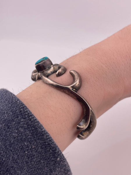 sterling silver turquoise sand cast cuff bracelet