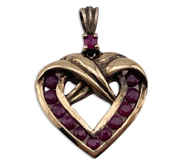 sterling silver gold wash faceted spinel heart pendant