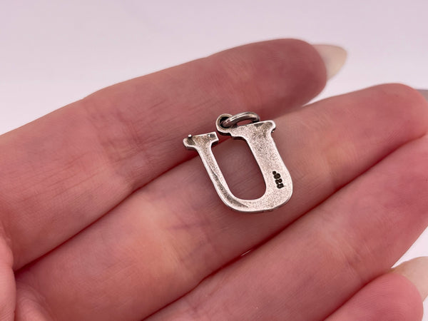sterling silver 'U' letter initial pendant
