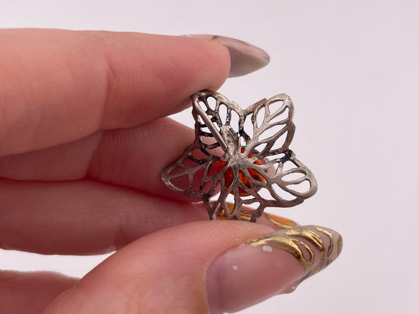 sterling silver amber orb leaf star pendant