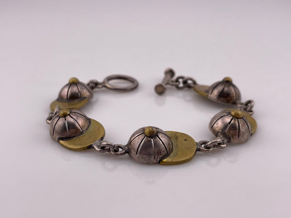 sterling silver & brass 7 3/4" hat toggle link bracelet