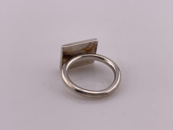 size 6.25 sterling silver & copper textured rectangle ring