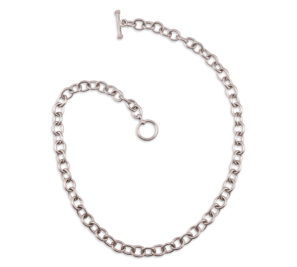 rhodium plated sterling silver 17 1/2" circle chain toggle clasp necklace